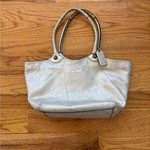 Coach Metallic Silver Tote